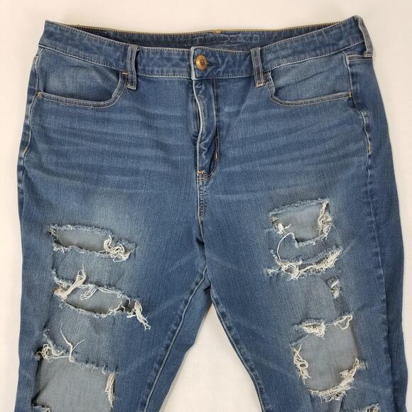 American Eagle Jeans Womens 18 Short The Dream Jean Hi-Rise Jegging Distressed - Picture 3 of 12